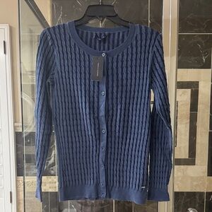 Tommy Hilfiger Navy Blue Cable-Knit Button Cardigan
